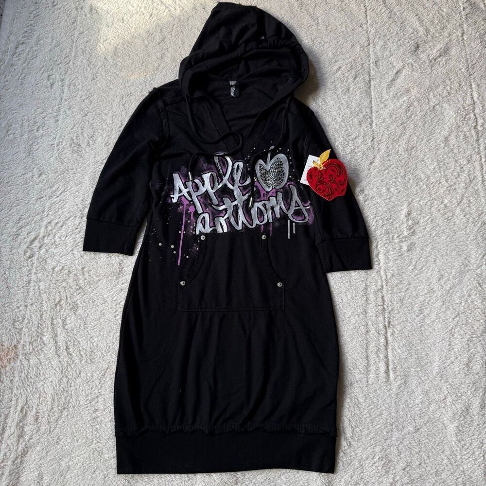 NWT Apple Bottoms Black Rhinestone Hoodie Dress – Y2K Graffiti Logo
